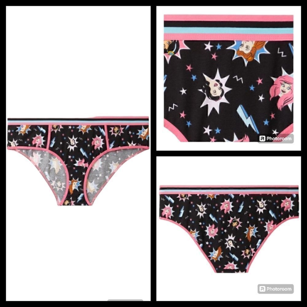 5X 28W Torrid Black Hipster Panty Disney Princess Cotton Wide Band Emo Punk 90s